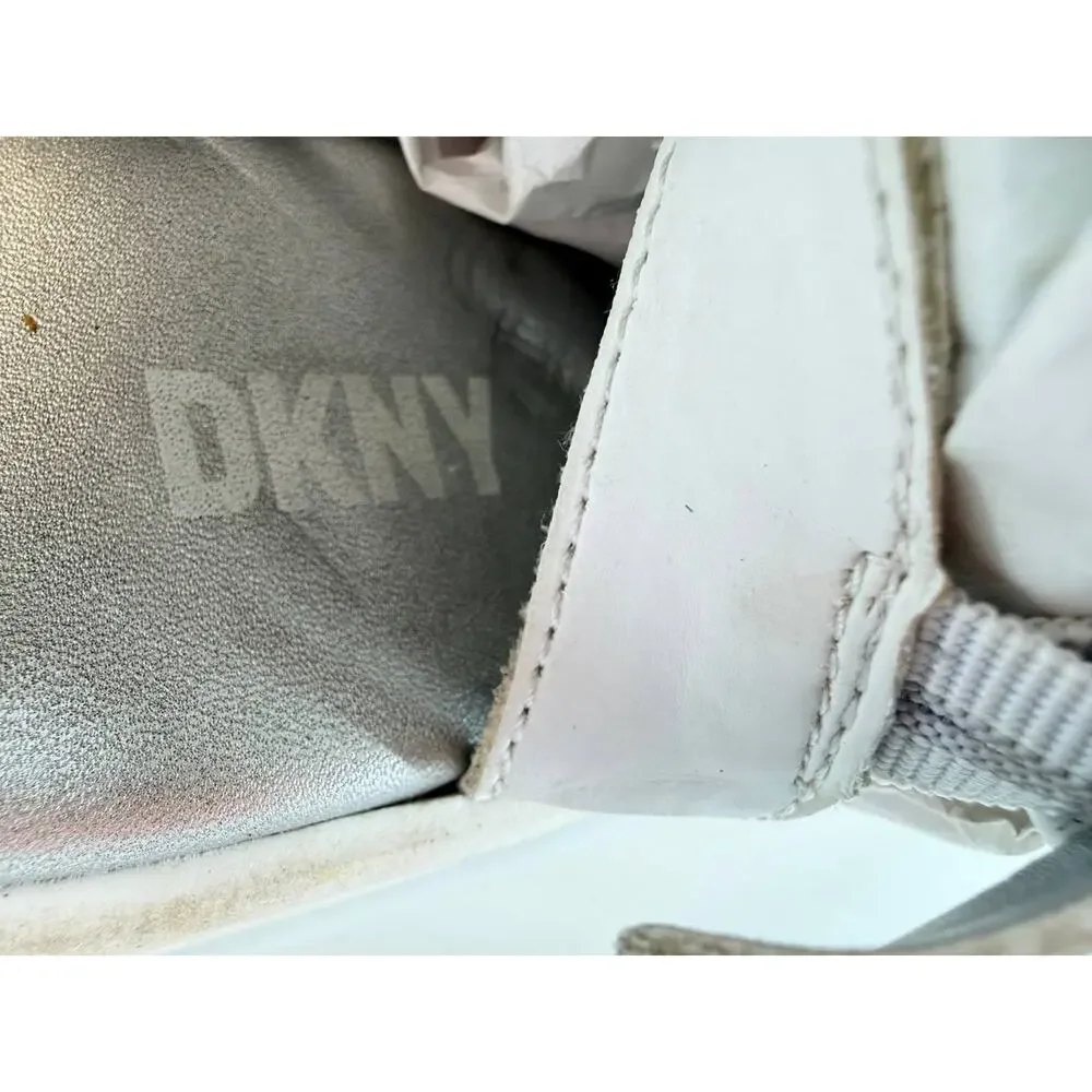 DKNY Girls White Silver Strappy Platform Sport Sandals Size 4,5-5Y